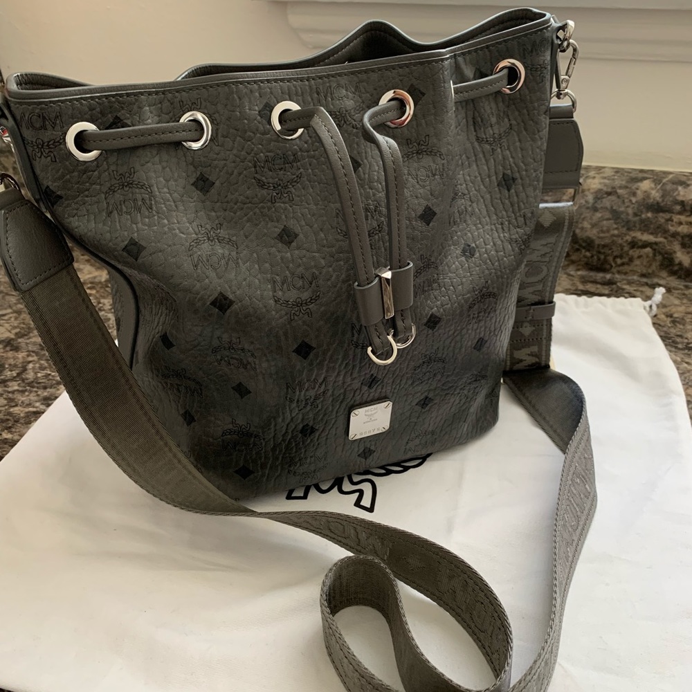 MCM Phantom Grey Small Drawstring Handbag